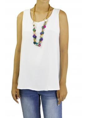 Canotta tinta unita con collana